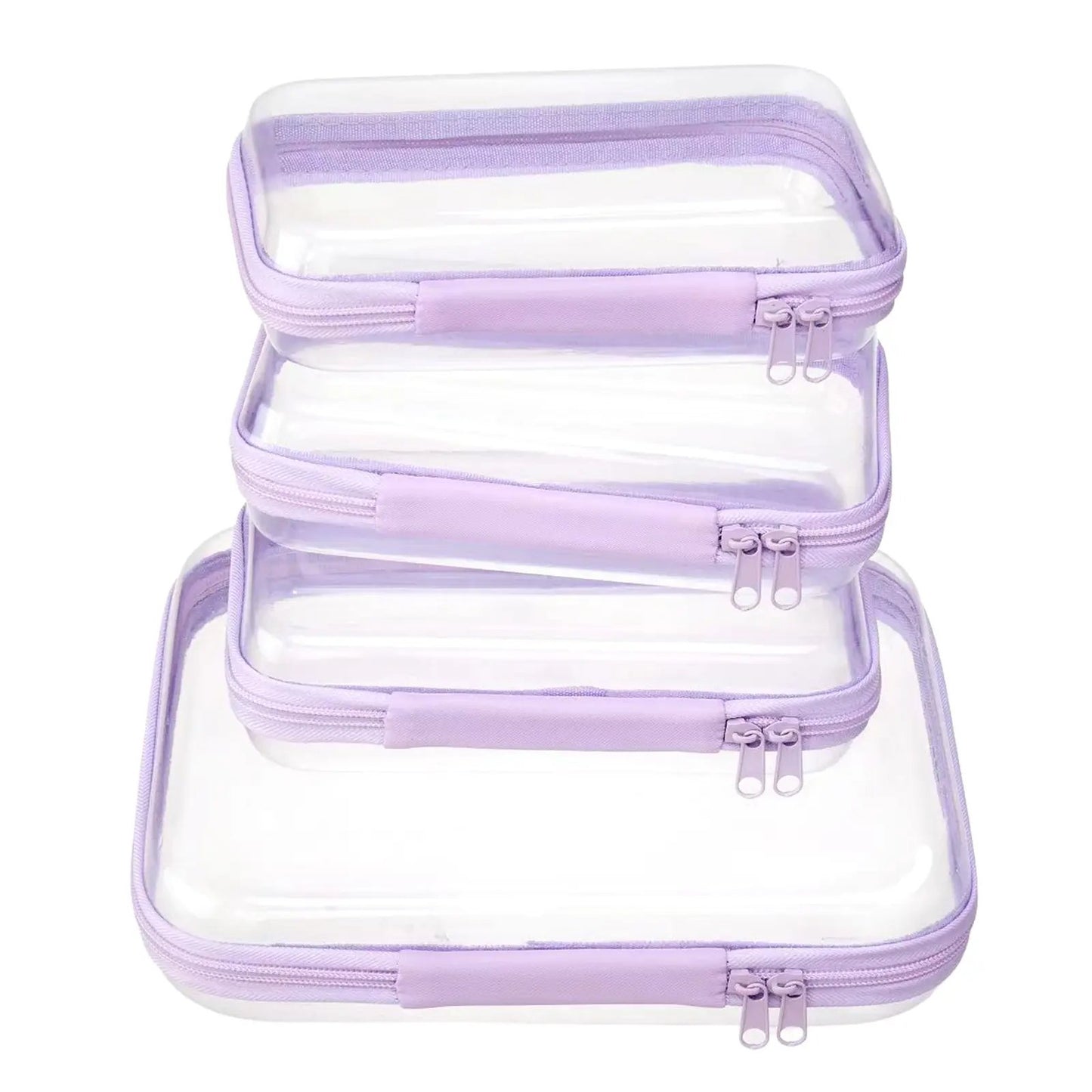💥Hot Sale 50% OFF-4 PCS Clear Organizer Storage Box Clear Hard Zipper Case PVC Plastic CLear Storage Containers