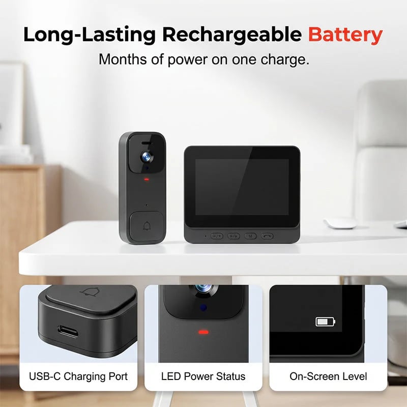 🏠⚡ LIMITED TIME ! Smart Video Doorbell with 4.3" Display – Real-Time Monitoring & Two-Way Talk 🏡💖