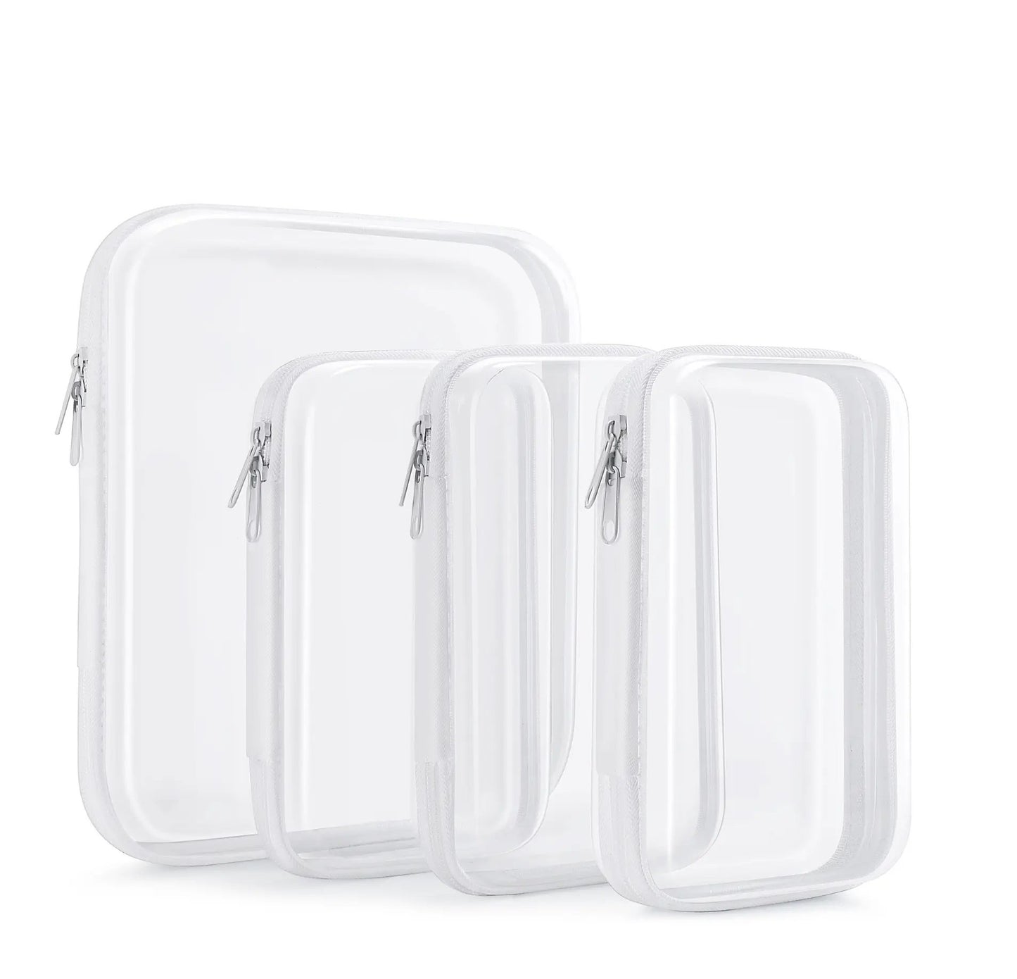 💥Hot Sale 50% OFF-4 PCS Clear Organizer Storage Box Clear Hard Zipper Case PVC Plastic CLear Storage Containers