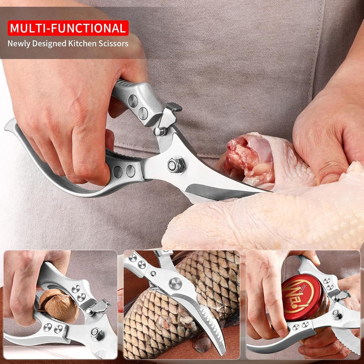 ✂️ LIMITED TIME49% OFF! ⚡ Heavy-Duty Multifunction Kitchen Shears – 4-in-1 Tool with Fish Scaler, Bottle Opener & Safety Lock 🔪