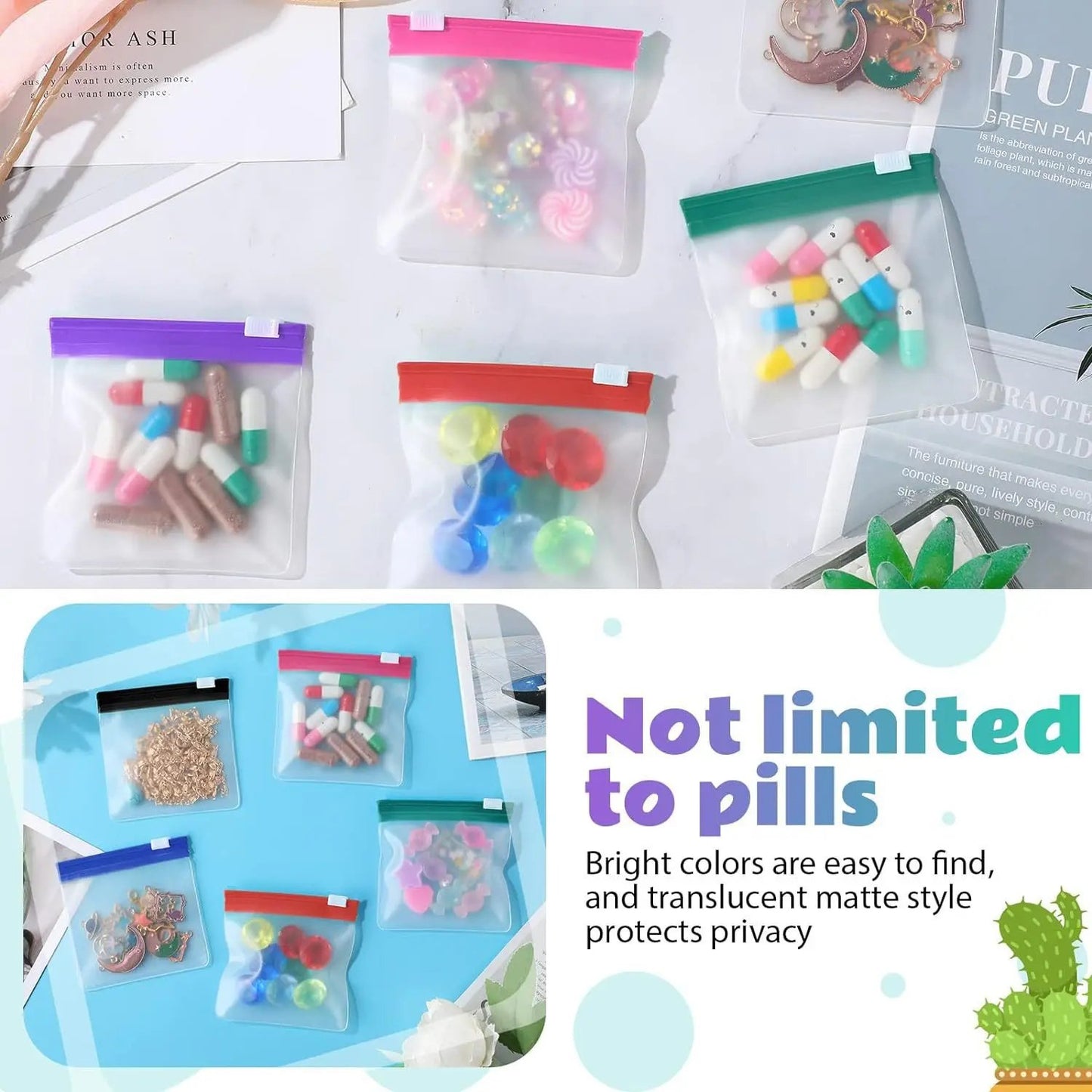 Clear Zipper Pill Storage Bag, 7 Counts/set Reusable Pill Organizer, Portable Pill Organizer Storage Bag