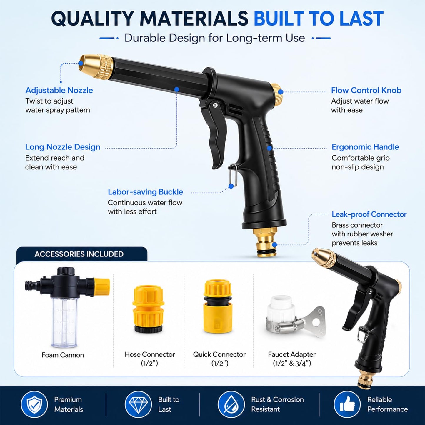 💦High Pressure Water Spray Gun with Booster Nozzle