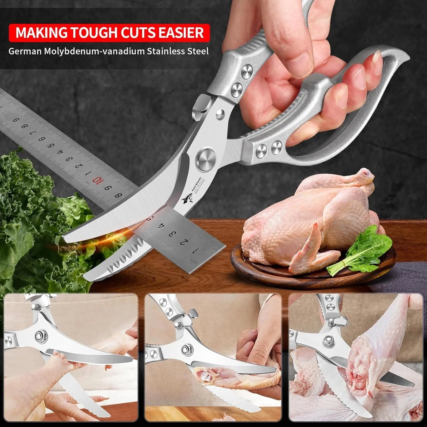 ✂️ LIMITED TIME49% OFF! ⚡ Heavy-Duty Multifunction Kitchen Shears – 4-in-1 Tool with Fish Scaler, Bottle Opener & Safety Lock 🔪