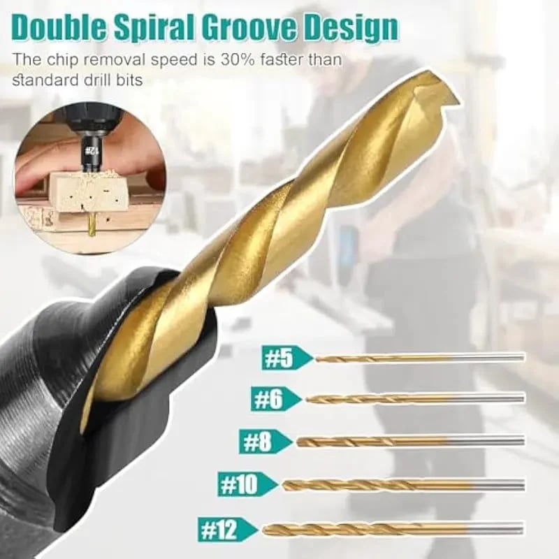 🛠️ 5PCS Countersink Drill Bit Set – Precision Drilling for Perfect Screw Holes