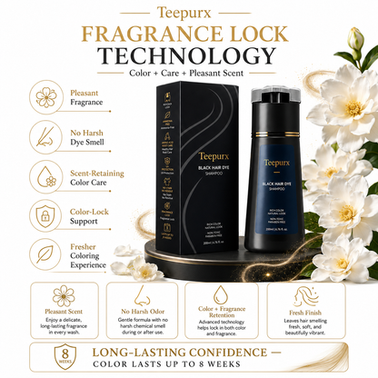 Teepurx Fragrance Hair Dye Shampoo – 8-Minute Gray Coverage & 8-Week Color