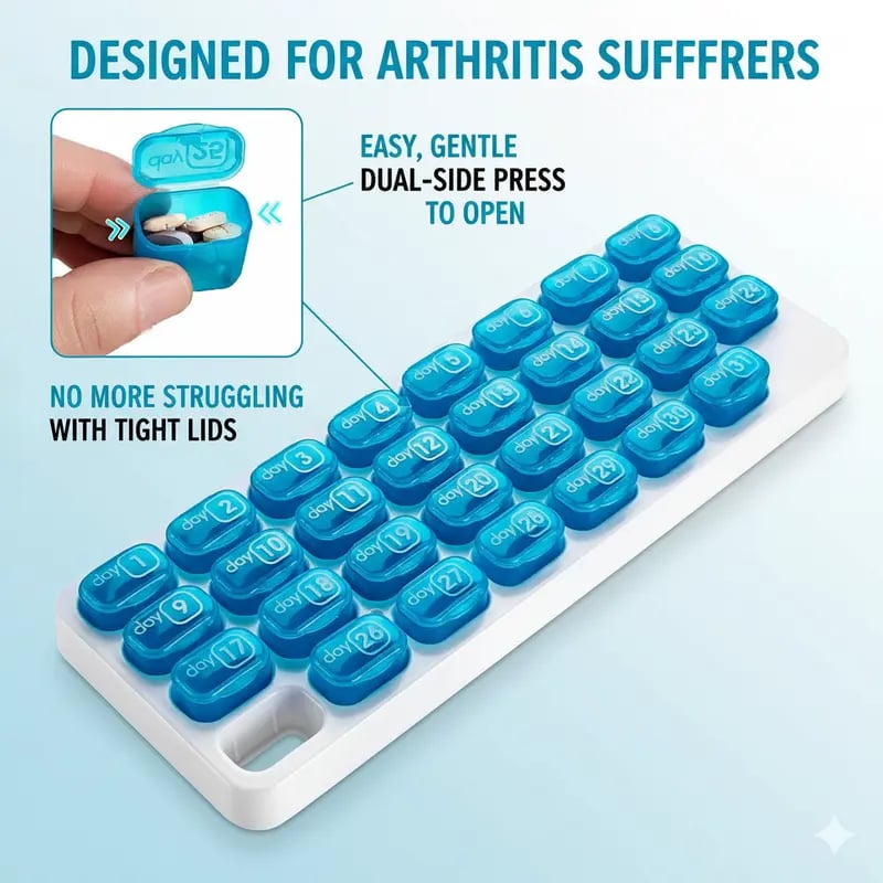 💥Hot Sale 50% OFF💊31 Days Pill Box-Monthly Pill Organizer-Arthritis-Friendly Easy-Open Lids