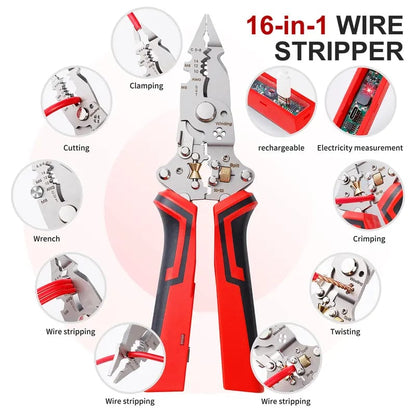🎁Father's Day Gift🔧 16-in-1 Multifunctional Wire Stripper Twister – Professional Electrical Tool