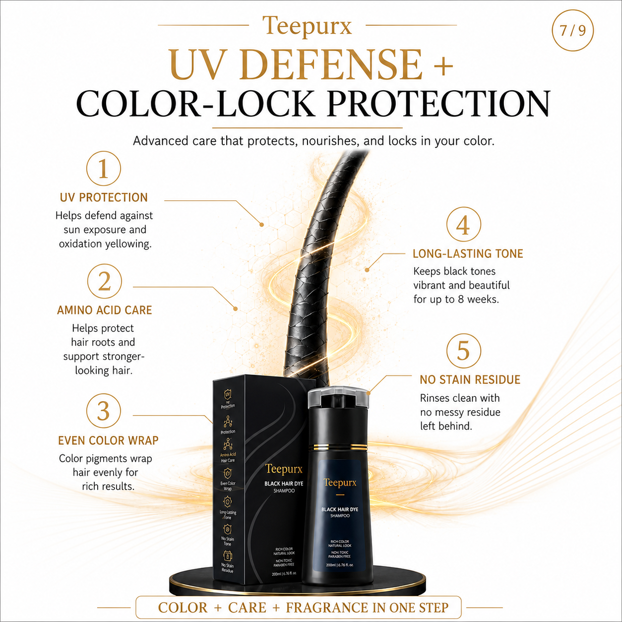Teepurx Fragrance Hair Dye Shampoo – 8-Minute Gray Coverage & 8-Week Color