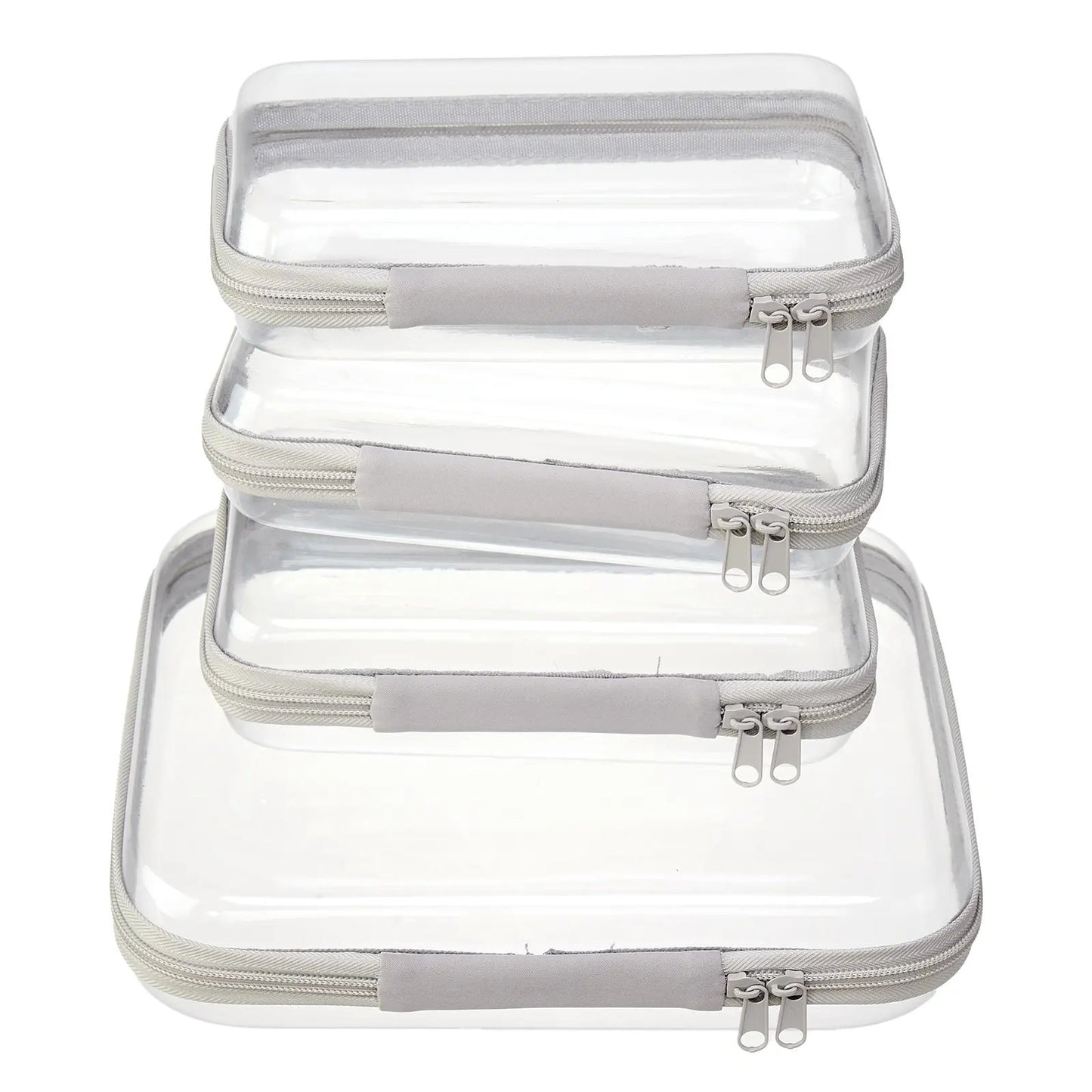 💥Hot Sale 50% OFF-4 PCS Clear Organizer Storage Box Clear Hard Zipper Case PVC Plastic CLear Storage Containers