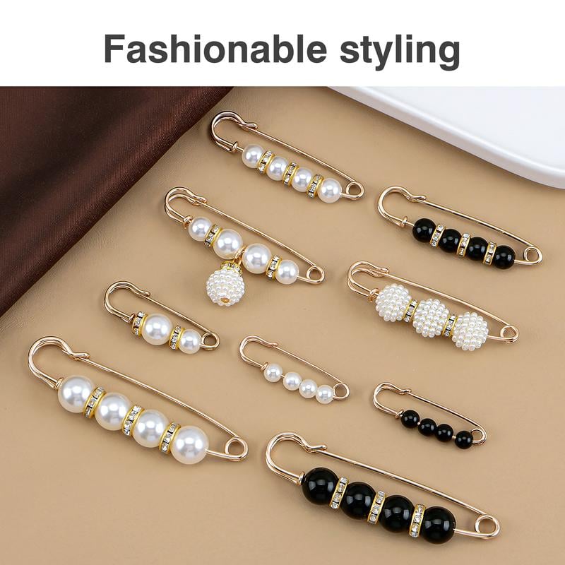 16 Counts Pearl Brooch Pins, No Sewing Sweater Shawl Safety Pins