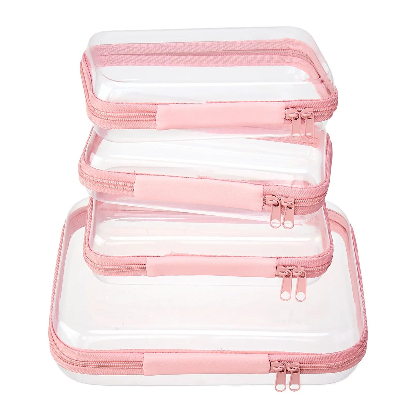 💥Hot Sale 50% OFF-4 PCS Clear Organizer Storage Box Clear Hard Zipper Case PVC Plastic CLear Storage Containers