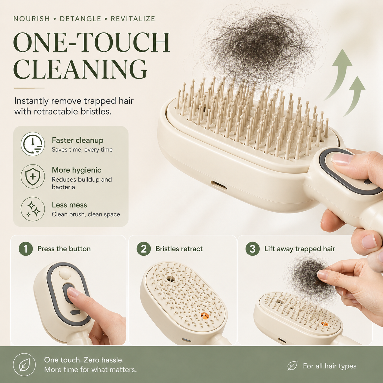 Electric Spray & Massage Hair Brush – Nourishing Mist Detangling Brush with One-Touch Cleaning