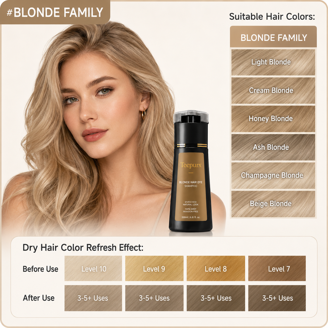 Teepurx Fragrance Hair Dye Shampoo – 8-Minute Gray Coverage & 8-Week Color