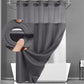 No Hook Shower Curtain with Snap-In Liner – Double Layer Waterproof Fabric Curtain, Washable Hotel Style Bath Curtain