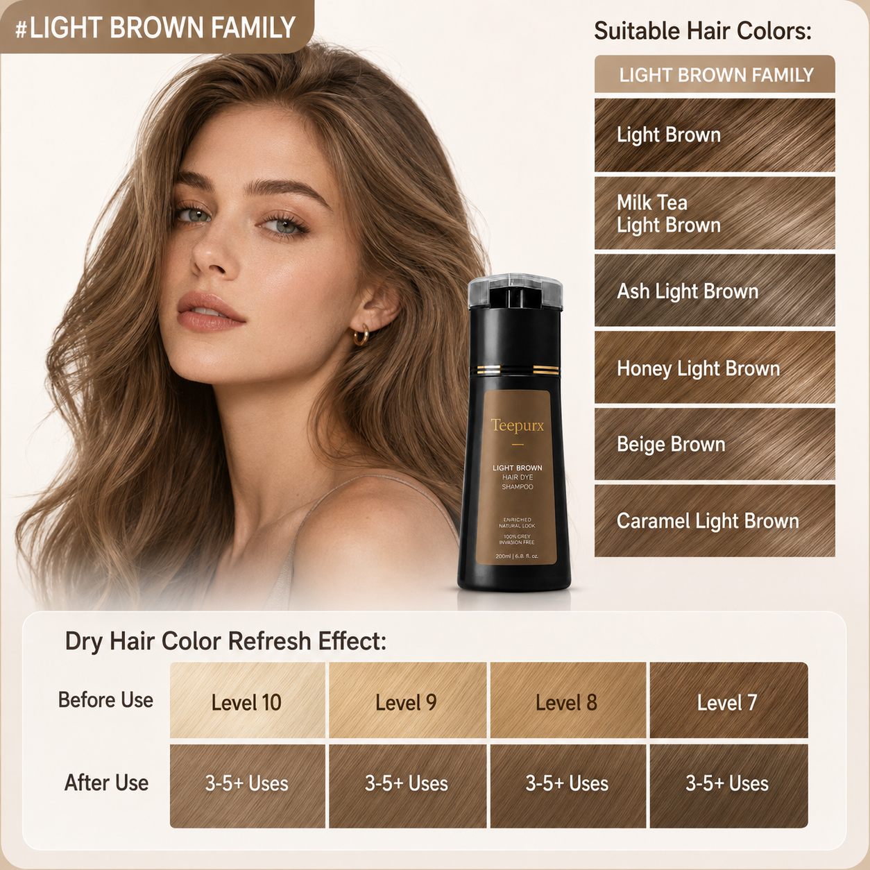 Teepurx Fragrance Hair Dye Shampoo – 8-Minute Gray Coverage & 8-Week Color