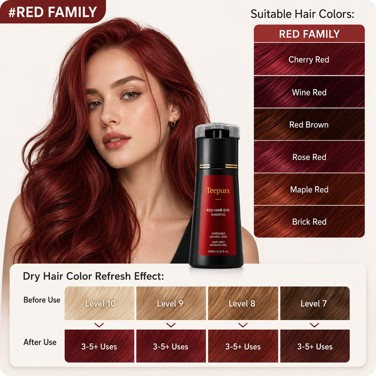 Teepurx Fragrance Hair Dye Shampoo – 8-Minute Gray Coverage & 8-Week Color