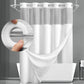 No Hook Shower Curtain with Snap-In Liner – Double Layer Waterproof Fabric Curtain, Washable Hotel Style Bath Curtain