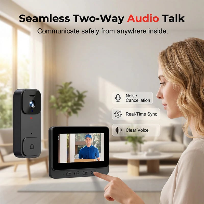 🏠⚡ LIMITED TIME ! Smart Video Doorbell with 4.3" Display – Real-Time Monitoring & Two-Way Talk 🏡💖