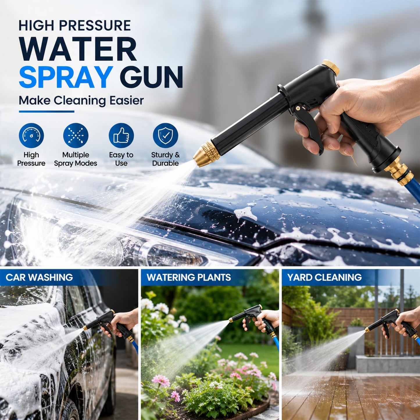 💦High Pressure Water Spray Gun with Booster Nozzle