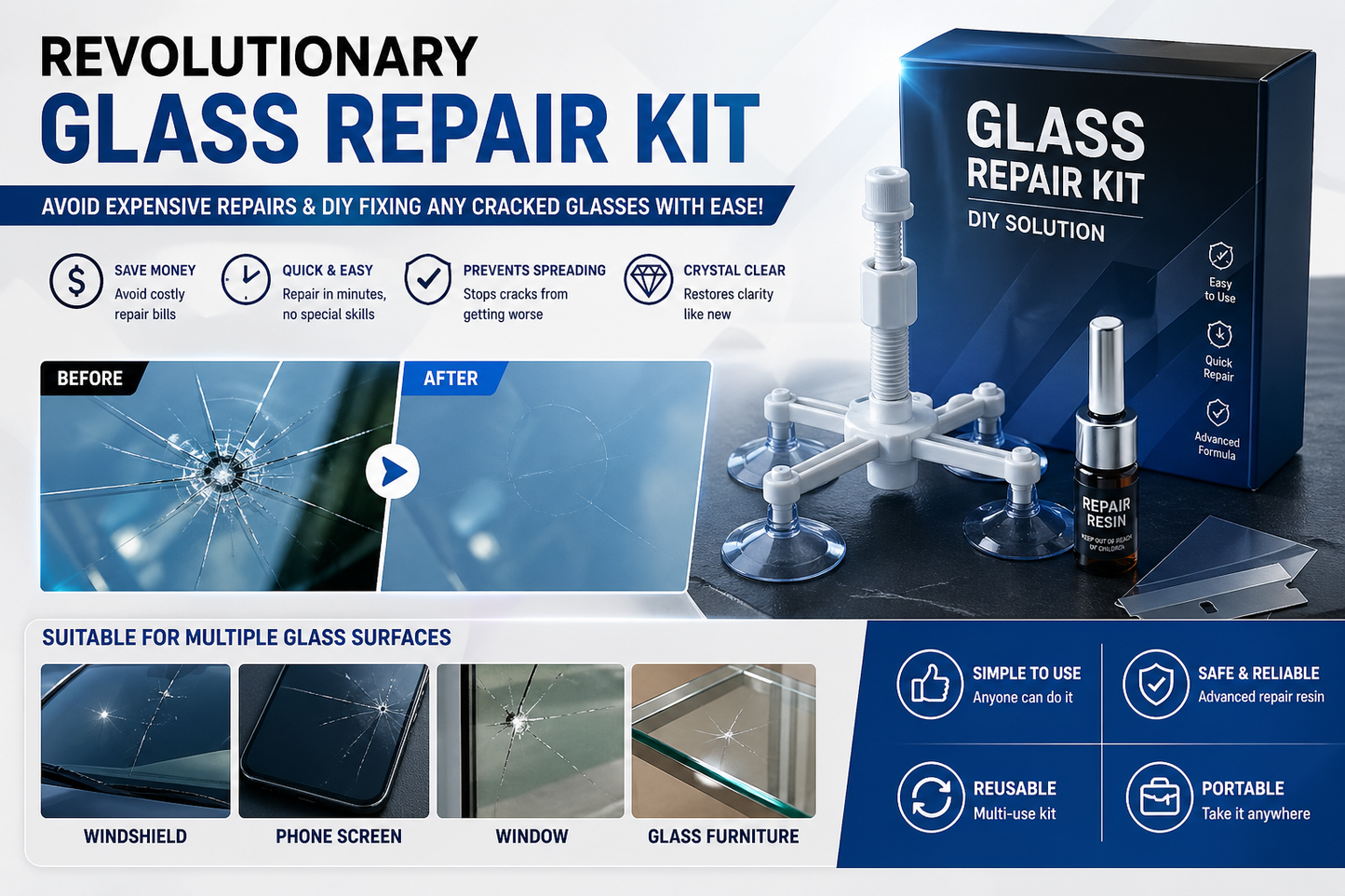 🔥Cracks Gone Glass Repair Kit