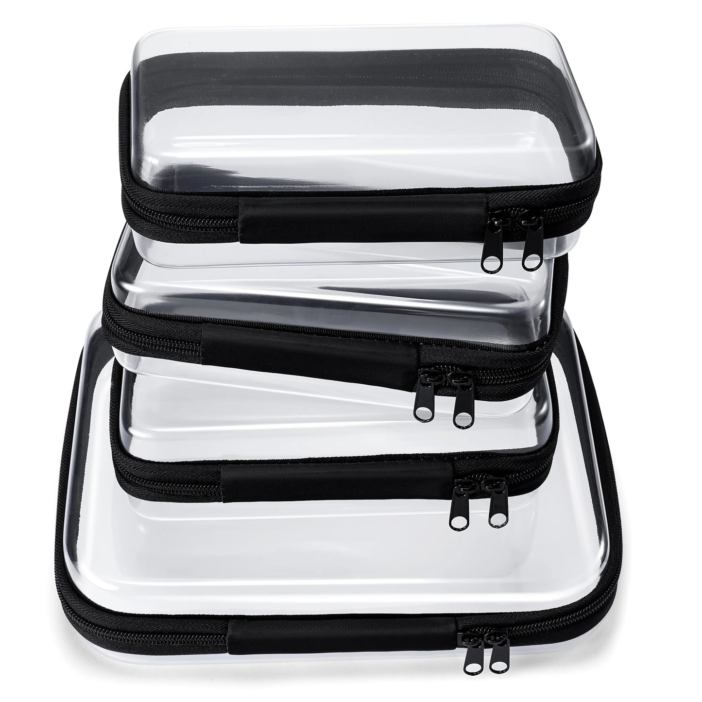 💥Hot Sale 50% OFF-4 PCS Clear Organizer Storage Box Clear Hard Zipper Case PVC Plastic CLear Storage Containers