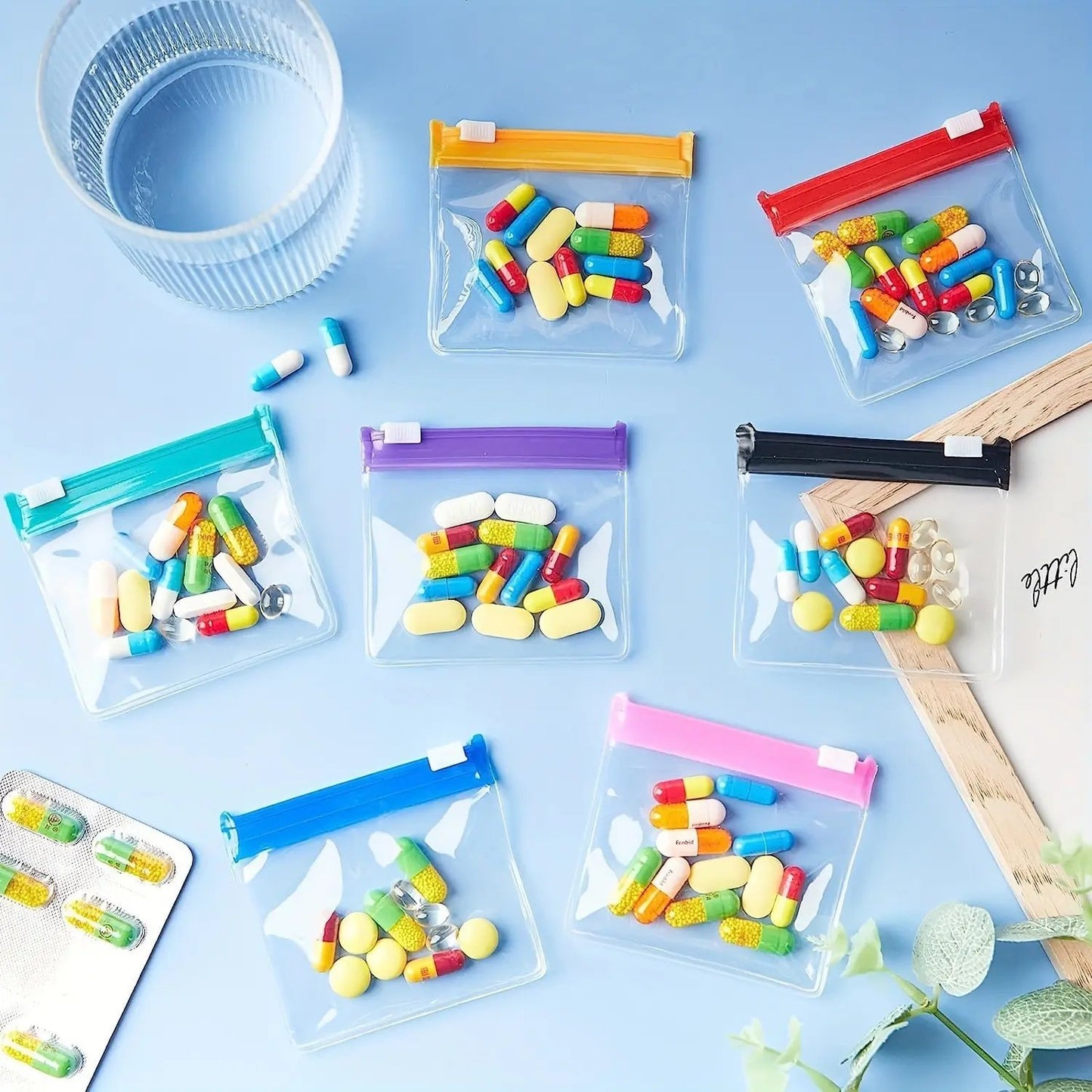 Clear Zipper Pill Storage Bag, 7 Counts/set Reusable Pill Organizer, Portable Pill Organizer Storage Bag