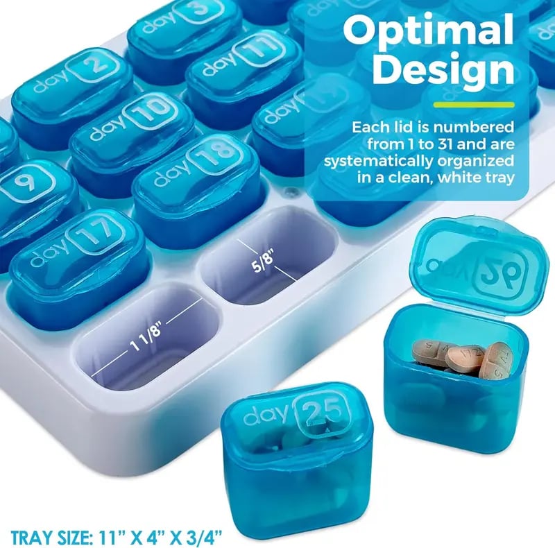 💥Hot Sale 50% OFF💊31 Days Pill Box-Monthly Pill Organizer-Arthritis-Friendly Easy-Open Lids