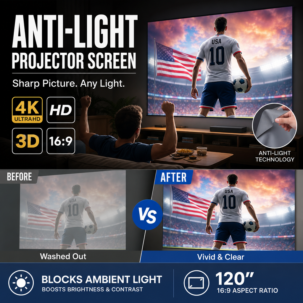 ⚽️⚽️World Cup Mega Sale - 50% OFF and Free Shipping!🔥Backlit Projection Screen (16:9)🎥✨