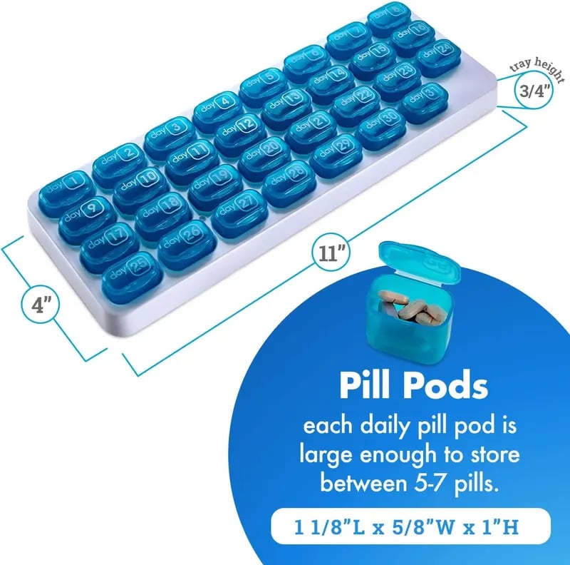 💥Hot Sale 50% OFF💊31 Days Pill Box-Monthly Pill Organizer-Arthritis-Friendly Easy-Open Lids