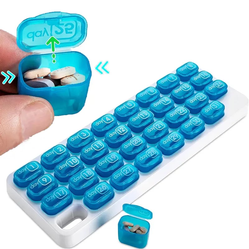 💥Hot Sale 50% OFF💊31 Days Pill Box-Monthly Pill Organizer-Arthritis-Friendly Easy-Open Lids