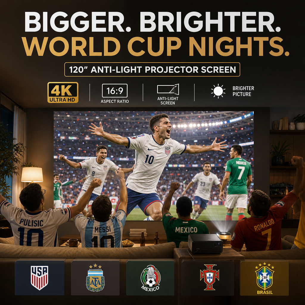 ⚽️⚽️World Cup Mega Sale - 50% OFF and Free Shipping!🔥Backlit Projection Screen (16:9)🎥✨