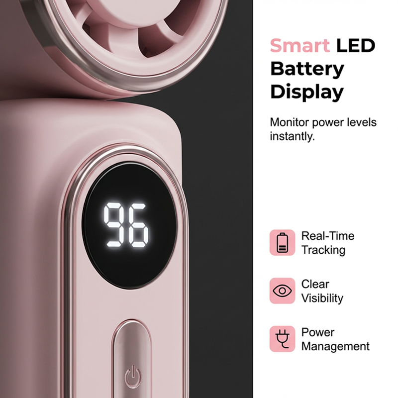 Portable Clip-On Cooling Fan | Hands-Free Strong Wind with LED Battery DisplayInstant cooling on the go