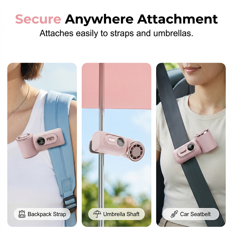 Portable Clip-On Cooling Fan | Hands-Free Strong Wind with LED Battery DisplayInstant cooling on the go