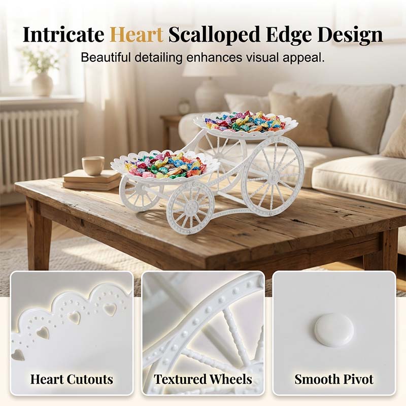 🍰 LIMITED-TIME 50% OFF! ✨ Two-Tier Carriage Serving Stand – Elegant, Heart Details, Tool-Free Assembly 🍽️