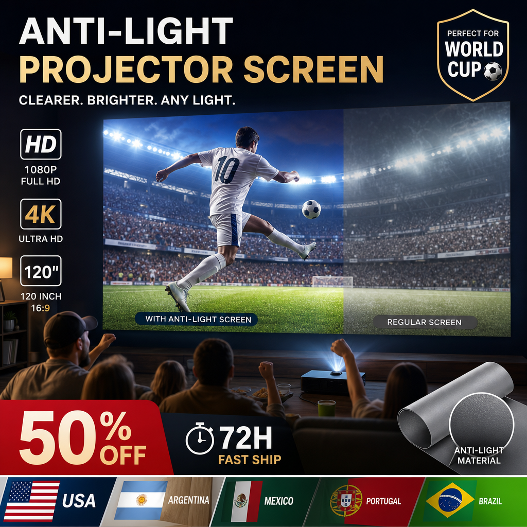 ⚽️⚽️World Cup Mega Sale - 50% OFF and Free Shipping!🔥Backlit Projection Screen (16:9)🎥✨