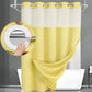 No Hook Shower Curtain with Snap-In Liner – Double Layer Waterproof Fabric Curtain, Washable Hotel Style Bath Curtain